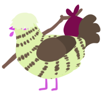 A apple and bark chicken with a bar pattern
