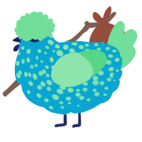 A cerulean and spring chicken with a speckle pattern