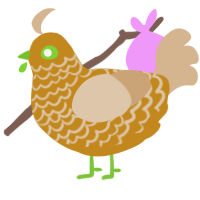 A ochre and beige chicken with a lace pattern