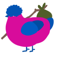 A fuchsia and ultramarine chicken