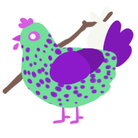 A spring and violet chicken with a speckle pattern