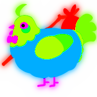 A sapphire and grass chicken with a head pattern