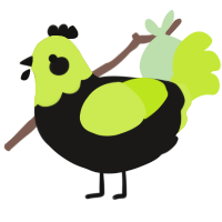 A sable and lime chicken with a head pattern