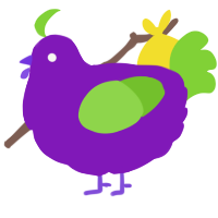 A violet and grass chicken