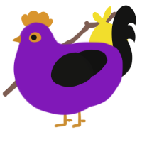 A violet and black chicken