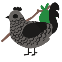 A grey and sable chicken with a lace pattern