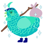 A teal and mint chicken with a lace pattern