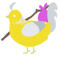 Radioactive, a yellow and mist chicken with a neck-speckle pattern