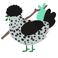 A silver and sable chicken with a speckle pattern