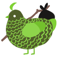 A olive and grass chicken with a lace pattern