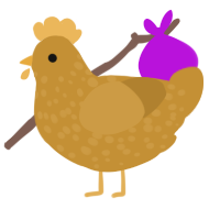 A gold chicken with a speckle pattern