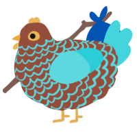 A russet and aqua chicken with a lace pattern