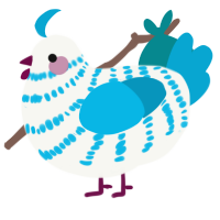 A white and cerulean chicken with a bar pattern