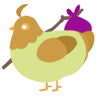A lemon and gold chicken with a head pattern