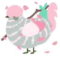 A silver and rose chicken with a bar pattern