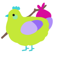 A lime and lilac chicken