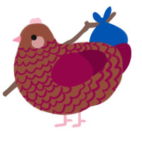 A russet and maroon chicken with a lace pattern