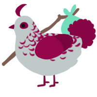 A silver and maroon chicken with a half-lace pattern