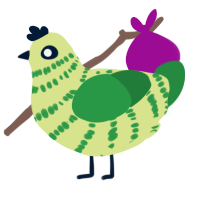 A lemon and viridian chicken with a bar pattern