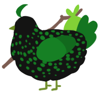 A black and leaf chicken with a speckle pattern