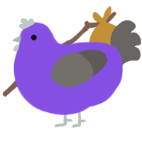A blurple and grey chicken