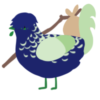 A navy and gluppy chicken with a half-lace pattern