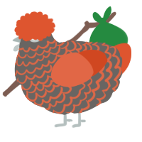 A grey and vermilion chicken with a lace pattern