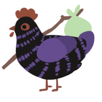A sable and overcast chicken with a bar pattern