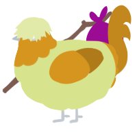A lemon and ochre chicken with a head pattern