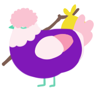 A violet and rose chicken with a head pattern