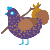 A overcast and brown chicken with a speckle pattern