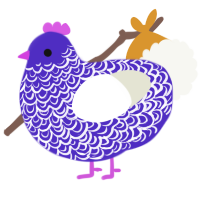 A indigo and white chicken with a double-lace pattern