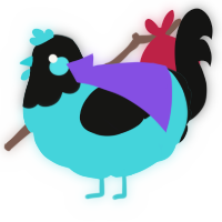 A aqua and black chicken with a head pattern