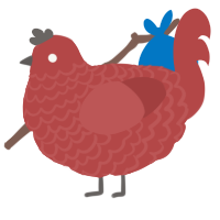 A red chicken with a lace pattern