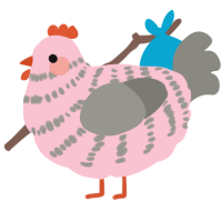 A rose and ash chicken with a bar pattern