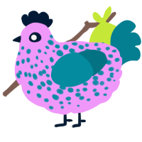 A lavender and sea chicken with a speckle pattern