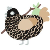 A sable and beige chicken with a lace pattern