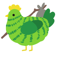 A grass and viridian chicken with a bar pattern