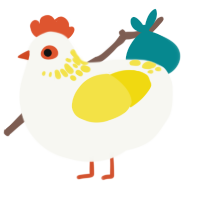 A white and yellow chicken with a neck-speckle pattern