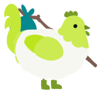 A white and lime chicken with a head pattern