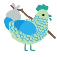 A gluppy and sky chicken with a lace pattern