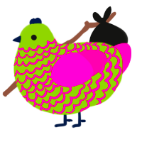 Unpleasant Gradient, a chartreuse and fuchsia chicken with a lace pattern