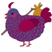 A overcast and maroon chicken with a lace pattern