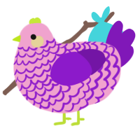 A pink and violet chicken with a lace pattern