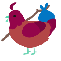 Pomegranate Seed 2, a red and maroon chicken with a head pattern