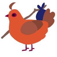 A vermilion and russet chicken