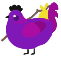 A violet and plum chicken with a neck-speckle pattern
