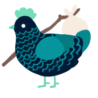 A tumblr and teal chicken with a lace pattern