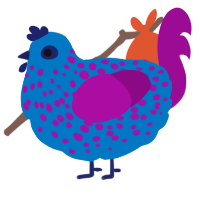 A sapphire and plum chicken with a speckle pattern