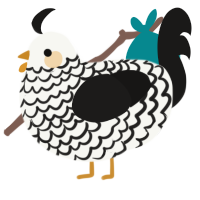 A white and sable chicken with a lace pattern